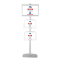M&T Displays Free Standing Aluminum Display Stand Single Sided Document Brochure Sign Holder Front Loading Portrait Landscape Silver Snap Frame 1x(11x17) and 2 pcs Clear Acrylic Shelf 2x(8.5x11) Inch - color: Silver