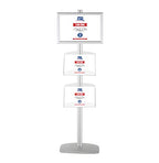 M&T Displays Free Standing Aluminum Display Stand Single Sided Document Brochure Sign Holder Front Loading Portrait Landscape Silver Snap Frame 1x(11x17) and 2 pcs Clear Acrylic Shelf 2x(8.5x11) Inch - color: Silver