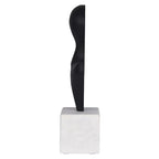 Cruiser’s Caché Modern Abstract Sculpture, Artisan-Made Cast Aluminum with Black Anthracite Finish, Natural Marble Base, 11.75" - color: Modern Abstract 11.75"