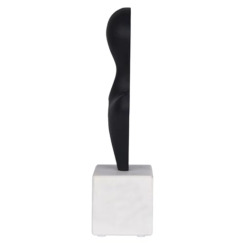 Cruiser’s Caché Modern Abstract Sculpture, Artisan-Made Cast Aluminum with Black Anthracite Finish, Natural Marble Base, 11.75" - color: Modern Abstract 11.75"