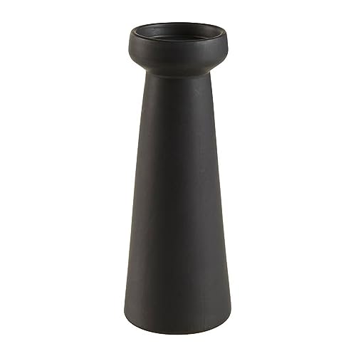 47th & Main Modern Candleholder Ceramic Pedestal Candle Holder, 8" Tall, Matte Black - size: 8" Tall