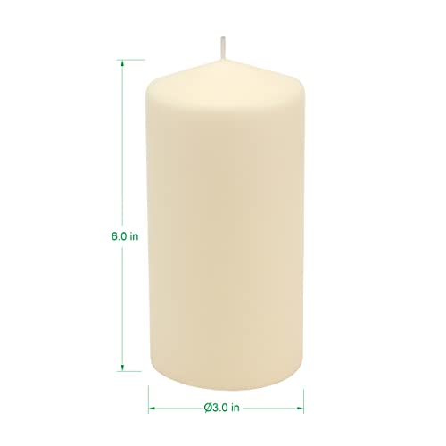 Stonebriar 6 Pack Tall 3 x 6 Inch 65 Hour Long Burning Unscented Ivory Wax Pillar Candles