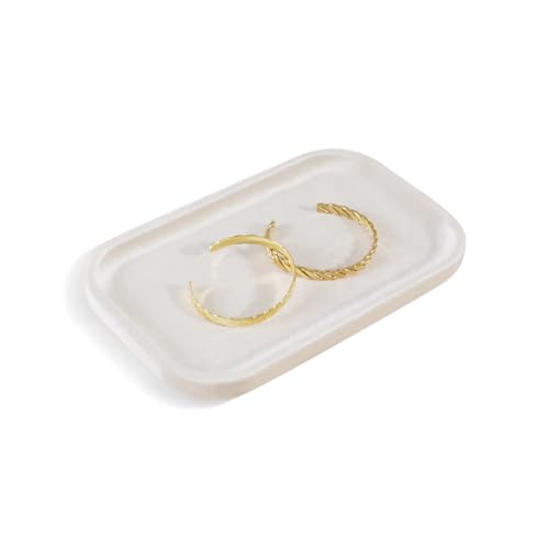 Resilient Velvet Jewelry Display Tray for Ring Earrings Bracelet Necklace, Flat Jewellery Dish for Showcase Store Retail Counter Exhibition Photography Livestream (Light Beige, Medium) - color: Light Beige, size: Medium