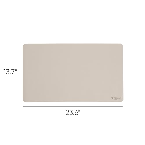 Smead Desk Pad, Vegan Leather Desk Mat with Non-Slip Faux Suede Backing, Perfect Desk Organizer for Office Decor, 23.6” x 13.7” Small, Sandstone (64836) - color: Beige, size: 13.7" x 23.6"