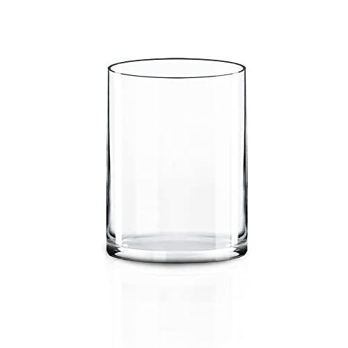 CYS EXCEL Cylinder Clear Glass Vase (H:8" D:6") | Multiple Size Choices Glass Flower Vase Centerpieces | Hurricane Floating Candle Holder Vase - size: H-8" D-6"