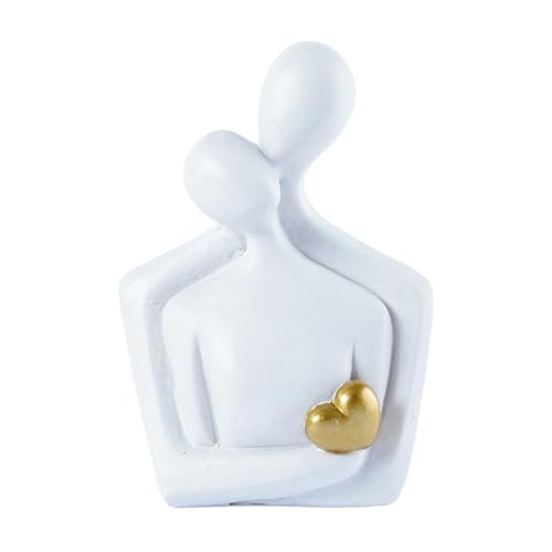 Abstract Couple Sculptures Statues for Home Decor Resin Love Statue Modern Tv Stand Decor Small Decor for Shelves Romantic Bedroom Decor for Couples, White - color: White