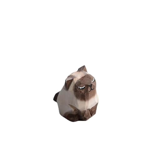 Wooden Cat Figurines Sculpture Statue Lovely Small Carved Orange Cat Statue Handmade Wood Kitten Art Carving Work for Home Office Decoration (Little Xian Luo Cat) - color: Little Xian Luo Cat