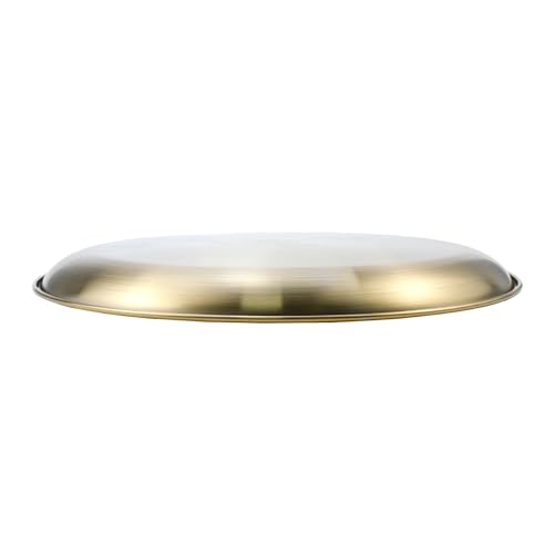 Antrader Round Gold Tray,Stainless Steel Tray for Jewelry Bar Jewelry Dish Key,1Pcs - color: Gold-large