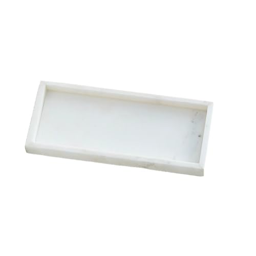 Handmade Natural Marble Tray, Polished Finish, Natural Marble Construction, Contemporary Style, Jewelry Tray, 11.8 x 5.12 x 1.18 Inches (White)
