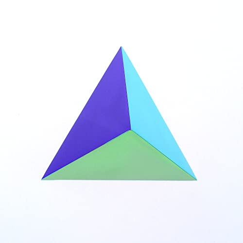 CMY Cubes The Ignis (50mm) - Cyan, Magenta & Yellow Polyhedron - Subtractive Color Mixing Optical Tetrahedron - Teaches Subtractive Color Mixing - Educational, Physics & Kinetic Art Desk Object