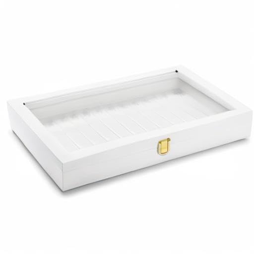 Oirlv White Leather Acrylic Lid Jewelry Necklace Organizer Box Necklace Bracelet Display Holder Case Drawer Insert Women Gift - color: White, size: 13 Slot