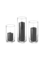 yummi Set of 36 Slim Pillars and Cylinder Vases - Gray - color: Gray