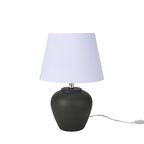 Nourison Home 20" Black Matte Ceramic Table Lamp with Fabric Shade, Bedside Nightstand Lamp for Bedroom, Living Room, Entryway - color: Black