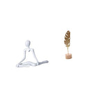 Fenteer Thinker Abstract Sculpture Desktop Figurine Metal Leaf Statue Minimalist Home Decor Iron Wood Artistic Hollow Design Suitable for Living Room Office B