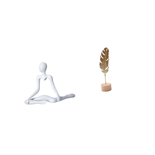 Fenteer Thinker Abstract Sculpture Desktop Figurine Metal Leaf Statue Minimalist Home Decor Iron Wood Artistic Hollow Design Suitable for Living Room Office B