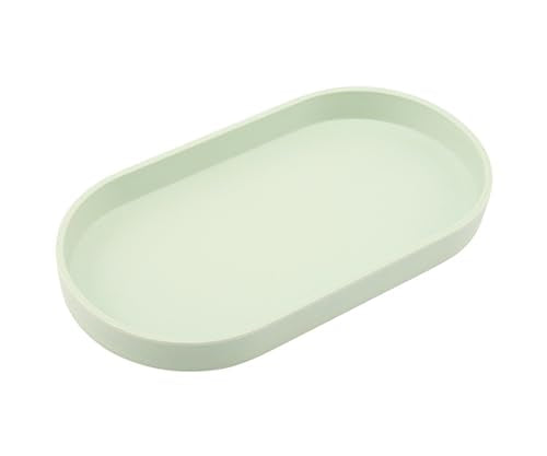 Green Small Tray (10 inch), Oval Tray for Kitchen Counter, Bathtub Bathroom Vanity Items, Countertop Organizer, Coffee Accessory, Bar, Serving Seasoning, Salt and Pepper, Soap, Perfume. - color: Green, size: 10.2" x 5.5" x 1.1"