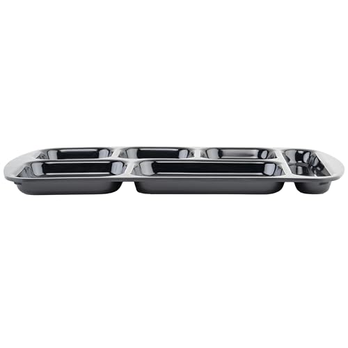 G.E.T. 6 Compartment School Cafeteria Tray, Right Handed, 10" x 15", Black (12 Pack) - color: Black, size: 10" x 15", style: 12 Pack Right Handed Trays