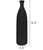 Modern Black Ceramic Vase, 13.3 inch Small Narrow Neck Vases, Ceramic Flower Vases Decorative, Fireplace, Table Decor, Modern Farmhouse Decor Vase