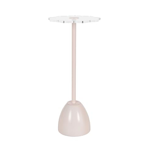 Kate and Laurel Acari Modern Scallop Pedestal Drink Table, 10 x 10 x 22, Clear Acrylic and Pink, Decorative End Table with Scalloped Acrylic Tabletop for Use as Small Plant Stand or Living Room Accent