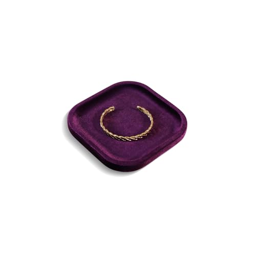 Resilient Velvet Jewelry Display Tray for Ring Earrings Bracelet Necklace, Flat Jewellery Dish for Showcase Store Retail Counter Exhibition Photography Livestream (Purple, Small) - color: Purple, size: Small