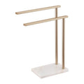 Hand Towel Bars for Bathroom Vanity Countertop 2-Tier Towel Rack Holders Stand with Heavy Marble Base Thicken Steady, Champagne Bronze Stainless Steel AN7003CPG - color: Champagne Bronze, size: 2-Bar