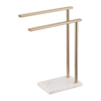 Hand Towel Bars for Bathroom Vanity Countertop 2-Tier Towel Rack Holders Stand with Heavy Marble Base Thicken Steady, Champagne Bronze Stainless Steel AN7003CPG - color: Champagne Bronze, size: 2-Bar
