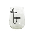 Deco 79 Glass Decorative Candle Holder Candle Stand with Black Metal Accents, Candlestick Holder 6" x 6" x 9", Clear - size: 6" x 6" x 9"