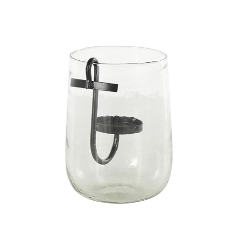 Deco 79 Glass Decorative Candle Holder Candle Stand with Black Metal Accents, Candlestick Holder 6" x 6" x 9", Clear - size: 6" x 6" x 9"