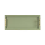 Kate and Laurel Halsey Rectangle Decorative Narrow Tray with Gold Metal Handles; 24 x 10; Green and Gold; Modern Glam Slim Serving Tray with Handles for Living Room Decor