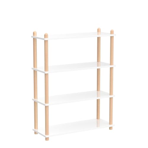 IOTXY 4-Tier Wooden Shelf Bookcase - Modern Open Bookshelf, Free Standing Storage Rack, Multifunctional Display Stand for Home and Office, White, Rectangle - color: White, size: 4-Tier