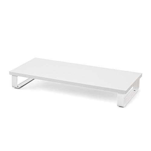 Iris Ohyama MNS-590 Monitor Stand, Display Stand, Monitor Stand, Desk Stand, Computer Stand, PC, Keyboard Storage, Printer Stand, White/Black, Width 23.2 x Depth 9.8 x Height 3.4 inches (59 x 25 x 8.6 cm)