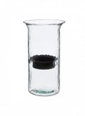 Glass Hurricane Pillar Candle Holder with Rustic Metal Insert, Perfect as a Centerpiece (Large) - size: 19" Tall Clear