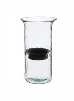 Glass Hurricane Pillar Candle Holder with Rustic Metal Insert, Perfect as a Centerpiece (Large) - size: 19" Tall Clear