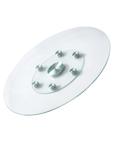 VEVOR 30 in Glass Lazy Susan Turntable, Tempered Glass Dining Table Centerpiece with 6 Rotating Wheels, 360° Smooth and Silent Spin Tabletop Rotating Tray, for Family Gatherings, Banquets & Weddings - size: 30 "