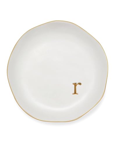 Personalized Ceramic Ring Dish - Monogrammed Jewelry Tray, Handcrafted Room Decor Engagement Wedding Present - Mothers Day Valentines Christmas Birthday Gift Women, Engraved Initial r - style: r