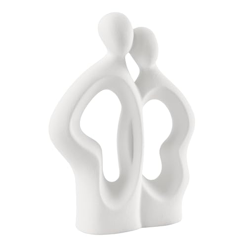 Danya B Hans White Abstract Embrace Couple Decorative Accent Matte Ceramic Sculpture Figure Set