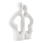 Danya B Hans White Abstract Embrace Couple Decorative Accent Matte Ceramic Sculpture Figure Set