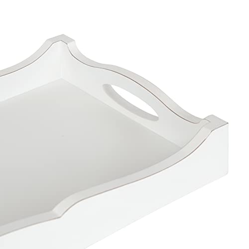 Kate and Laurel Astral Rustic Farmhouse Wood Tray; 10 x 24; White; Decorative Rustic Tray with Distressed Wood and Sophisticated Finish for Farmhouse Decor Scheme