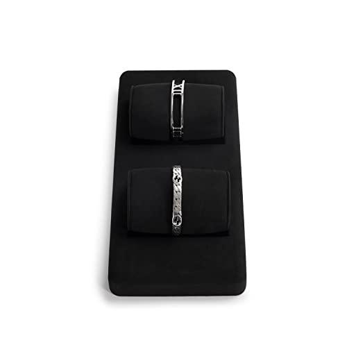 Oirlv Premium Black Microfiber Jewelry Display Tray Jewelry Display Set for Selling Small Jewelry Tray with 2 Pillow Bracelet Display Holder(TT07008) - size: 2 bracelet/bangle tray