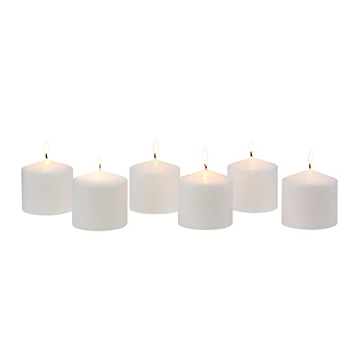 Stonebriar Unscented White Tall Pillar Candles, 18 Hour Burning Candle Pillars, Perfect for Decor, Weddings, Emergencies 3" X 3", 6 count - size: 3" x 3", style: Pack of 6