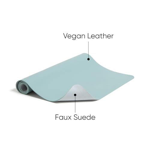 Smead Desk Pad, Vegan Leather Desk Mat with Non-Slip Faux Suede Backing, Perfect Desk Organizer for Office Decor, 36” x 17” Large, Superior Blue (64830) - color: Blue, size: 17" x 36"