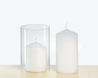 CYS EXCEL 6 PCS (H:6" D:4") Open Ended Clear Glass Hurricane Candleholder Tube Lamp Shade Open Flame Candlestick Holder Chimney Tube Cover Bottomless Cylinder - size: 4" wide x 6" tall