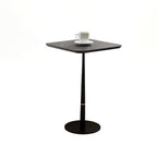 Drink Table,Modern Small Side Table, Cocktail Table with Metal Square Top,Wood Grain Texture,Weighted Base for Living Room,Bedroom,Small Spaces,Black - color: Black-square