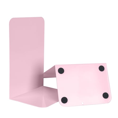 Metal Book Ends Bookend for Shelves Book Holder - color: Pink