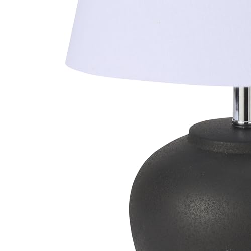 Nourison Home 20" Black Matte Ceramic Table Lamp with Fabric Shade, Bedside Nightstand Lamp for Bedroom, Living Room, Entryway - color: Black