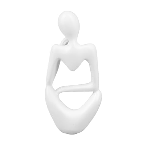 Abstract Thinker Statue | Synthetic Home Accent for Living Room/Office Desk/Bookshelf | Hollow Design Art Sculpture Collectible Present (White Left) - style: White Left