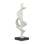 Deco 79 Polystone Abstract Decorative Sculpture Home Decor Statue with Black Base, Accent Figurine 10" x 9" x 28", White
