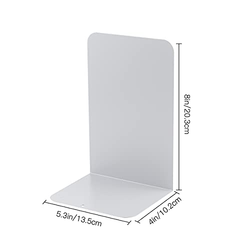 MSDADA Bookends, 4 Pairs/8pcs, White Metal, Modern Minimalist Style, Office & Book Shelves - color: White
