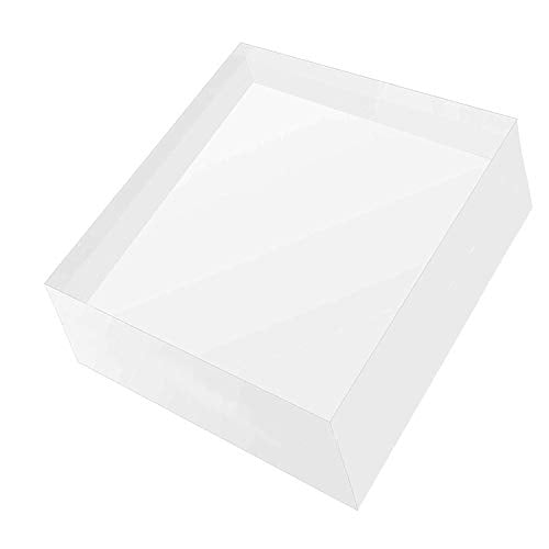 Clear Solid Acrylic Block ，Diamond Polished Acrylic Cube Display Stand ，Jewelry Ring Display Organizer (2" x 4" x 4") - size: 2" x 4" x 4"