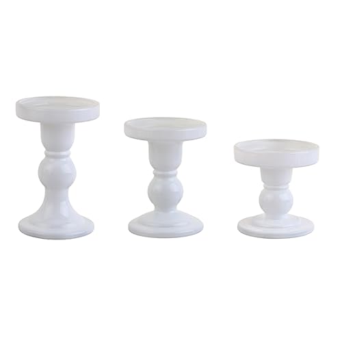 3-Piece Set of White Glass Candlestick, Crystal Candlestick Holder Holder and Conical Candle, Christmas Candle Holder Decoration, Family Living Room Wedding Candle Holder (white1set) - color: White